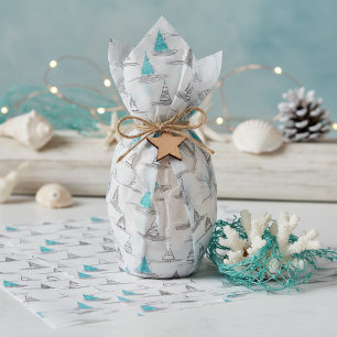 Teal Christmas Tree Pattern#5 ID1009 Tissue Paper