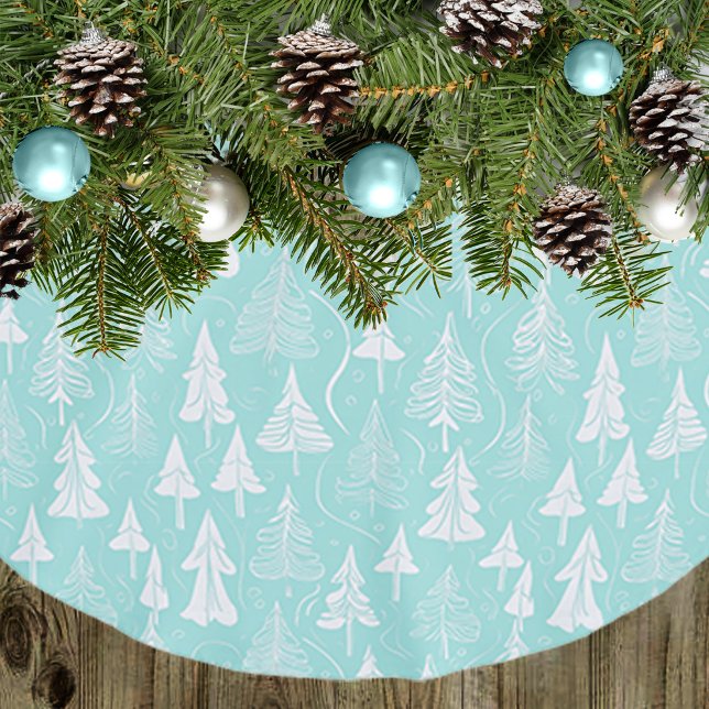 Teal Christmas Tree Pattern#6 ID1009 Brushed Polyester Tree Skirt (Creator Uploaded)