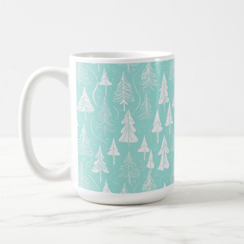 Teal Christmas Tree Pattern6 ID1009 Coffee Mug