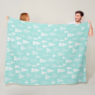 Teal Christmas Tree Pattern#6 ID1009 Fleece Blanket