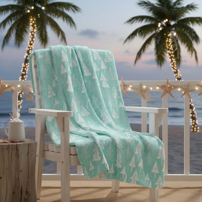 Teal Christmas Tree Pattern#6 ID1009 Fleece Blanket (Creator Uploaded)