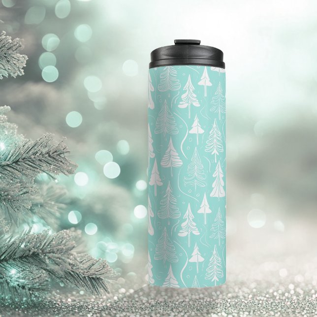 Teal Christmas Tree Pattern#6 ID1009 Thermal Tumbler (Creator Uploaded)
