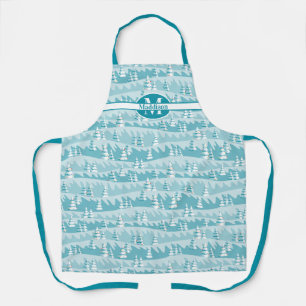 Teal Christmas Trees Apron
