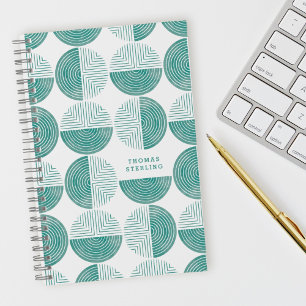 Teal Circle Geometric Pattern Spiral Notebook