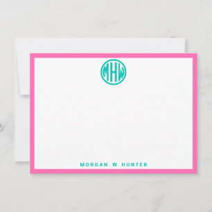 Teal Circle Monogram Font DIY BG Thank You Card