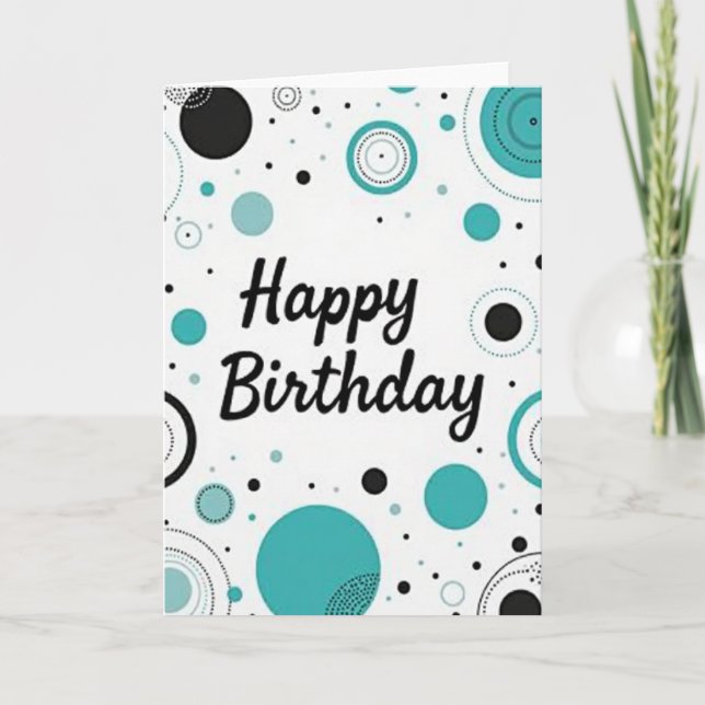 Teal Circles Birthday Card (Front)