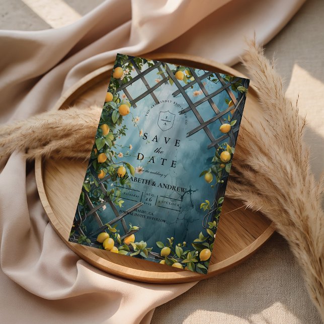 Teal Citrus Blossom Garden Wedding Save The Date (Creator Uploaded)