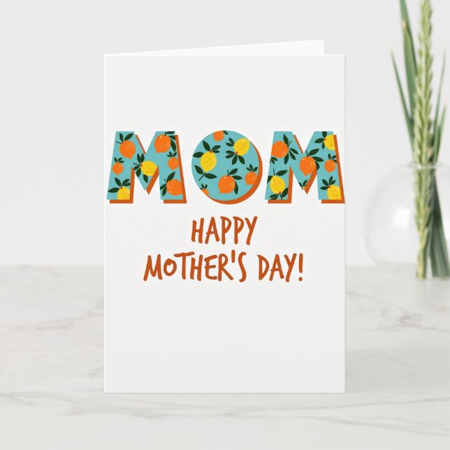Teal Citrus Mothers Day Card (Front)