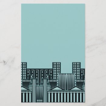 Teal Cityscape Stationery Paper Concrete Jungle by layooper at Zazzle