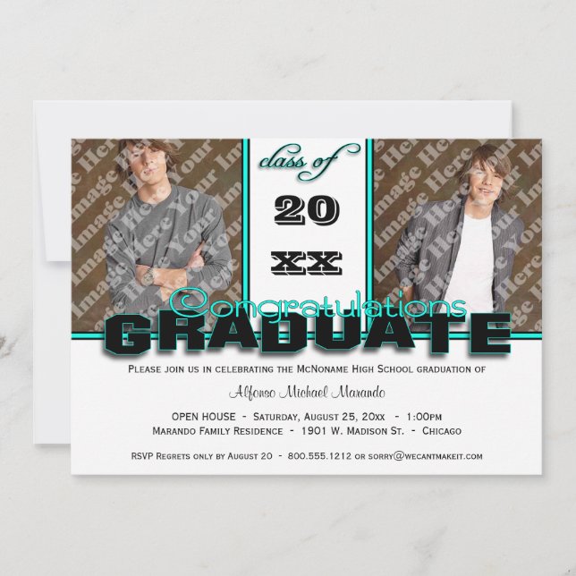 Teal CLASS OF Graduation Party Invitation (Front)