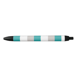 Teal, Clay and White Stripes Pen