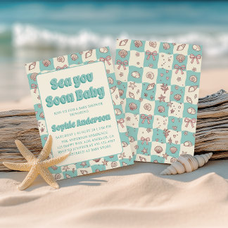 Teal Coastal Sea You Soon Baby Shower Invitation