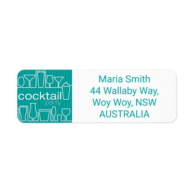 Teal cocktail party label (Front)