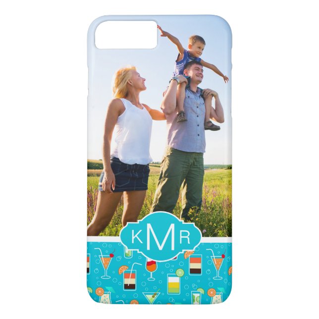 Teal Cocktail Pattern | Add Your Photo Case-Mate iPhone Case (Back)