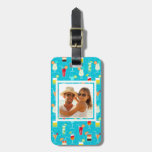 Teal Cocktail Pattern | Add Your Photo Luggage Tag