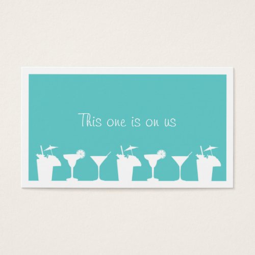 Teal cocktail wedding event custom drink ticket business cards