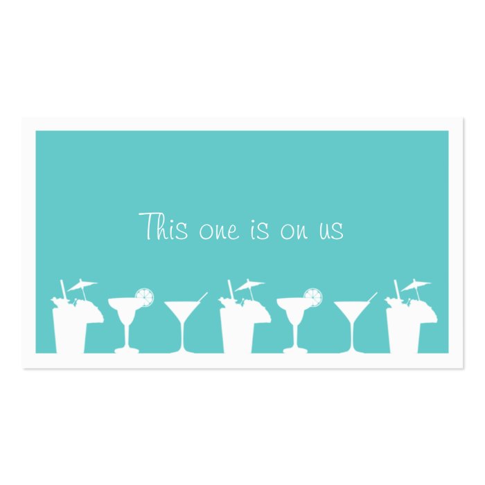 Teal cocktail wedding event custom drink ticket business cards