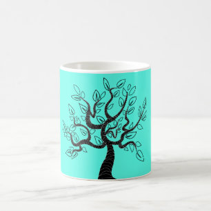 Teal Coffee Mug with Tree of Life
