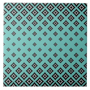 Teal Color Background and Geometric Square Pattern Ceramic Tile
