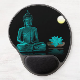 Teal Color Buddha Meditating at Night Mousepad