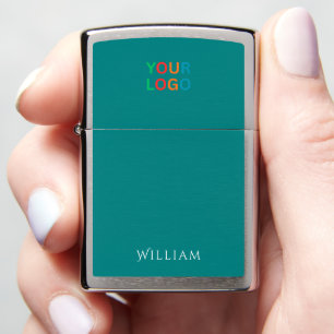 Teal Color custom name & logo zippo lighter