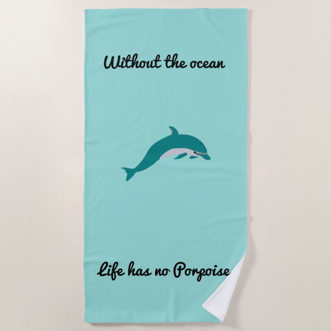 Teal Color Dolphin Beach Towel (Front)