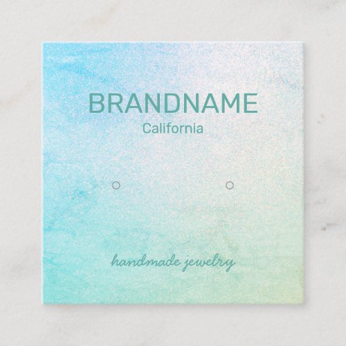 Teal Color Gradient Marble Texture Earrings Studs Square Business Card