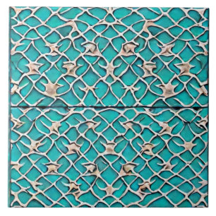 Teal color medieval castle inspired artsy ceramic tile