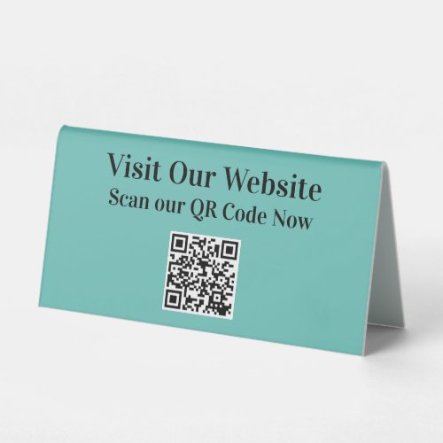 Teal Color QR Code Website Promotional Desk Signs