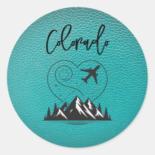 Teal Colorado Passport  Classic Round Sticker