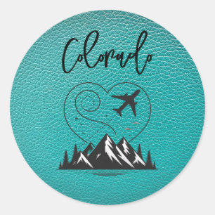Teal Colorado Passport Classic Round Sticker