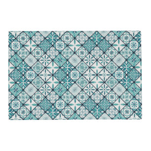Teal Colour Ethnic pattern Placemat
