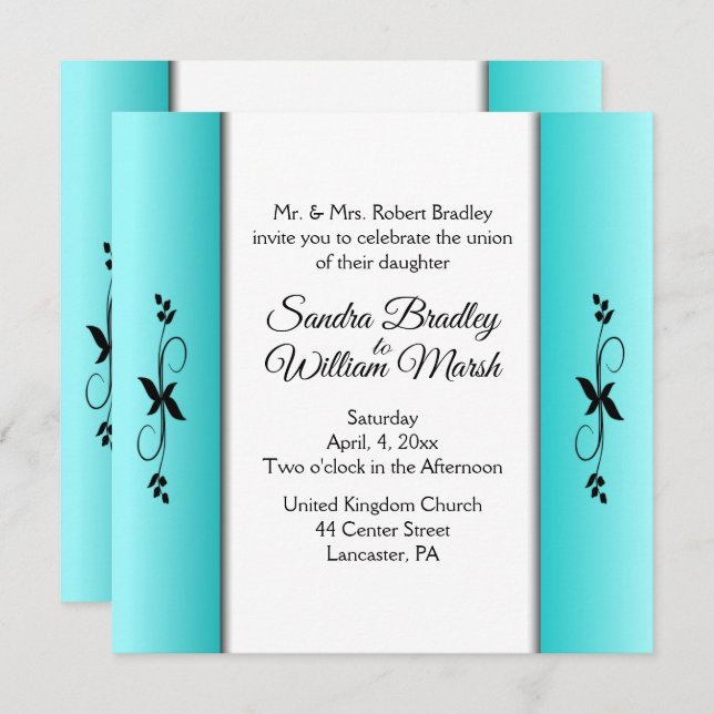 Teal Columns Wedding Invitation (Front/Back)