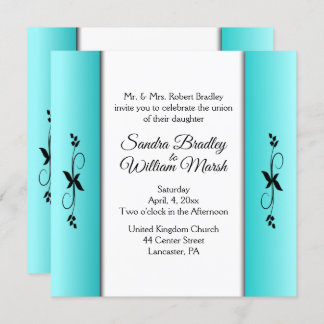 Teal Columns Wedding Invitation