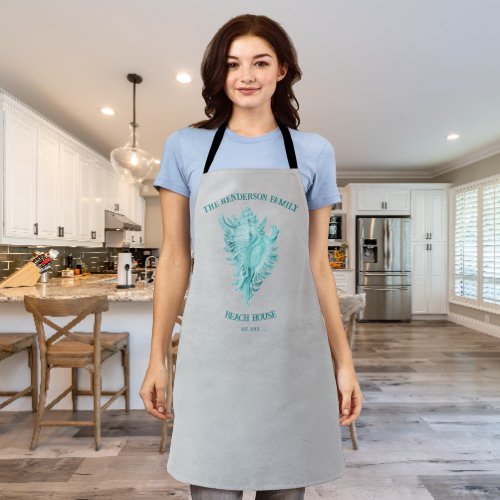 Teal Conch Shell Apron