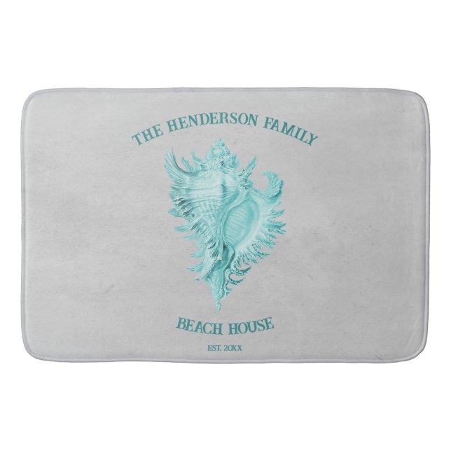 Teal Conch Shell Bath Mat (Front)