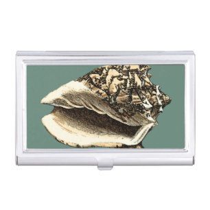 Teal Conch Shell Case For Business Cards
