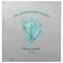 Teal Conch Shell Cloth Napkin