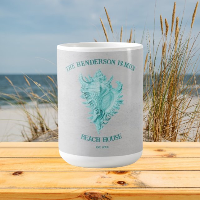 Teal Conch Shell Coffee Mug (Teal Conch Shell Personalized Coffee Mug)