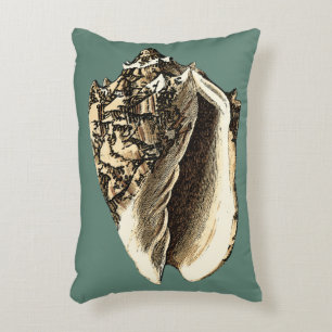 Teal Conch Shell Decorative Pillow