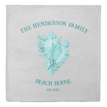 Teal Conch Shell Duvet Cover