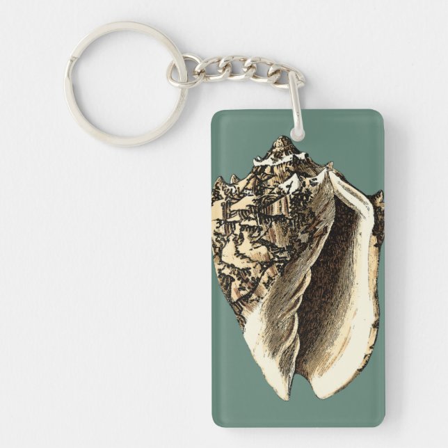 Teal Conch Shell Keychain (Front)