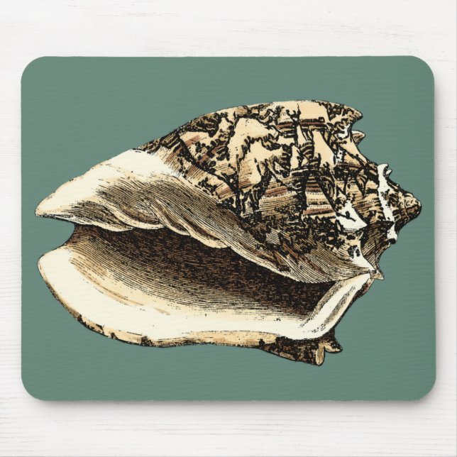 Teal Conch Shell Mouse Pad (Front)