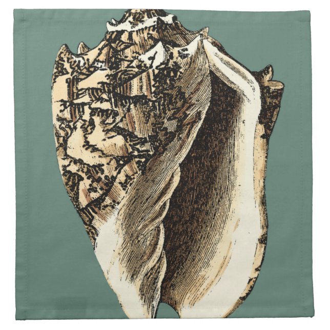Teal Conch Shell Napkin (Front)