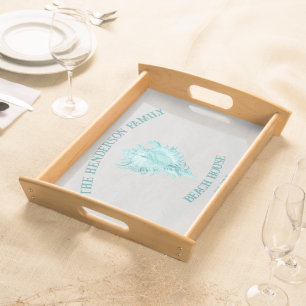 Teal Conch Shell Serving Tray