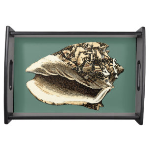 Teal Conch Shell Serving Tray
