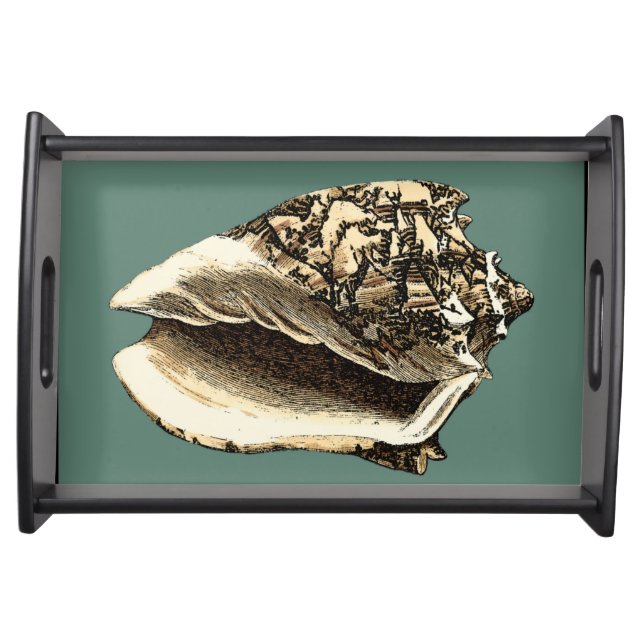 Teal Conch Shell Serving Tray (Front)