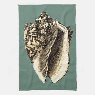 Teal Conch Shell Towel