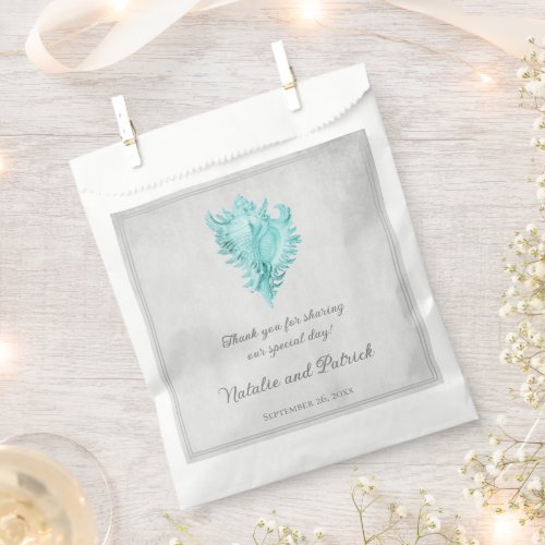 Teal Conch Shell Wedding Favor Bags