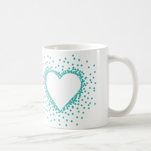 Teal Confetti Heart Mug (Right)